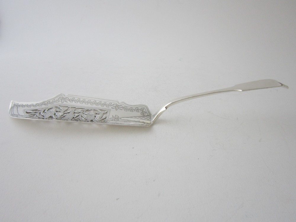 Antique Victorian Sterling Silver Fiddle Pattern Fish Slice - 1840 View II