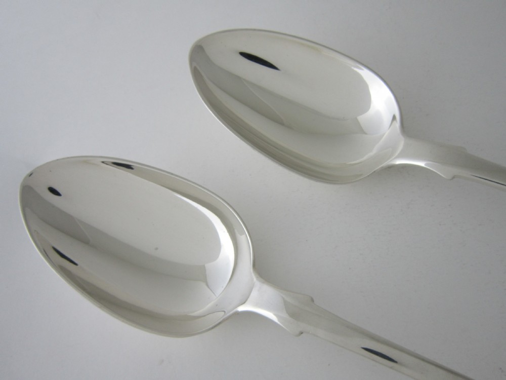 Antique Victorian Sterling Silver Fiddle Pattern Basting/Serving Spoons - 1838 View III