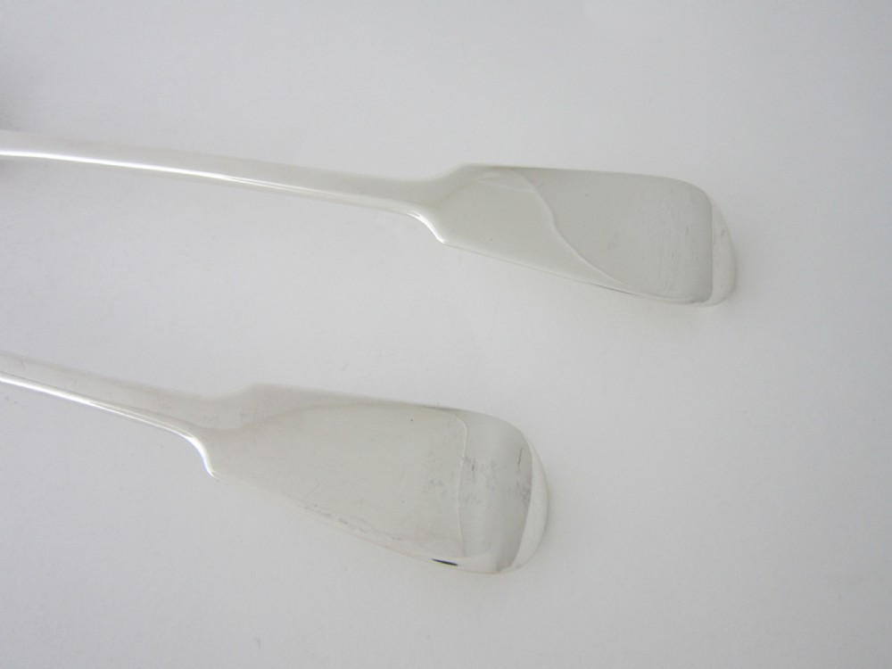 Antique Victorian Sterling Silver Fiddle Pattern Basting/Serving Spoons - 1838 View IV