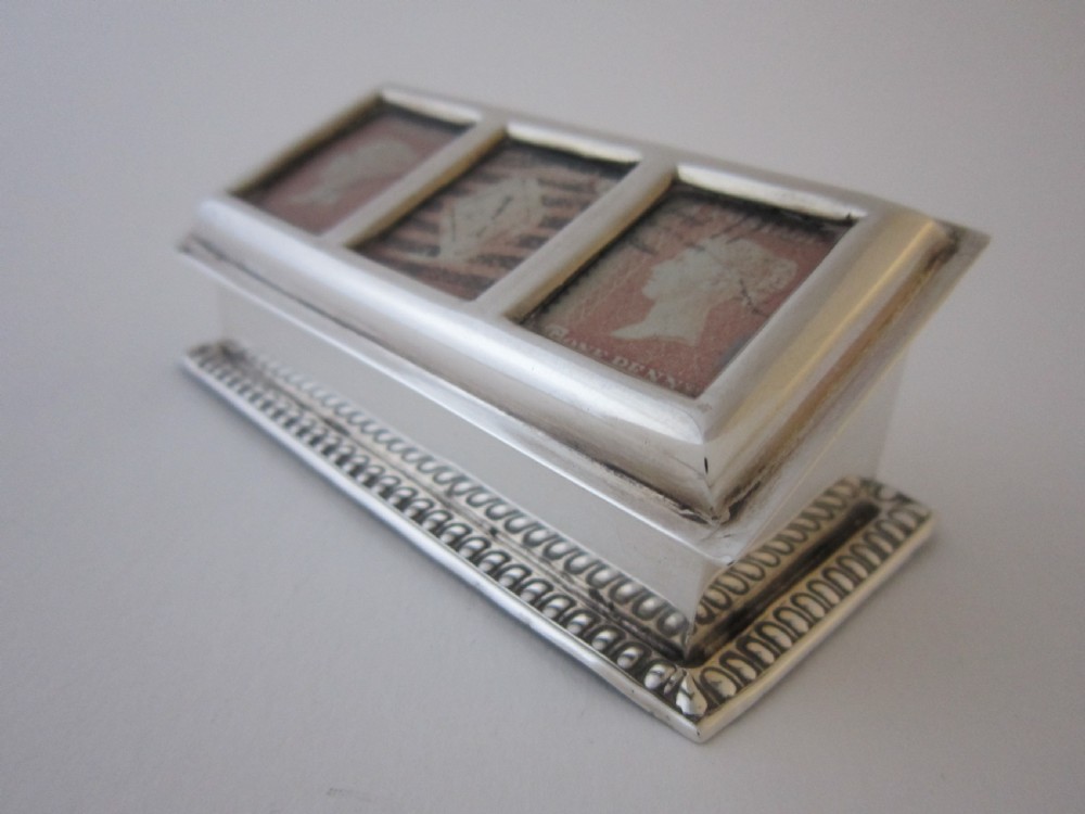 Chester antique Edwardian Sterling Silver Stamp Box - 1901 View II