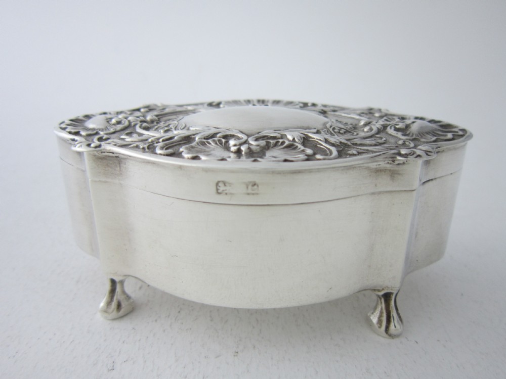 Antique Edwardian Sterling Silver Trinket Box - 1904 View II