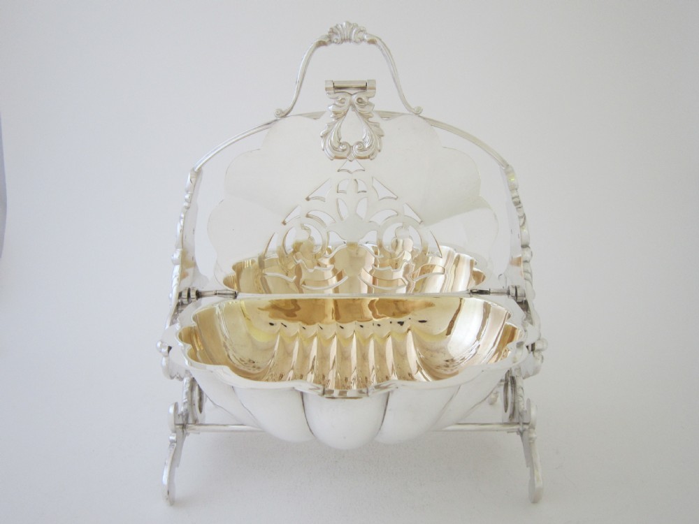Elizabeth II Silver Plated Folding Biscuit Box - 1960's View VII