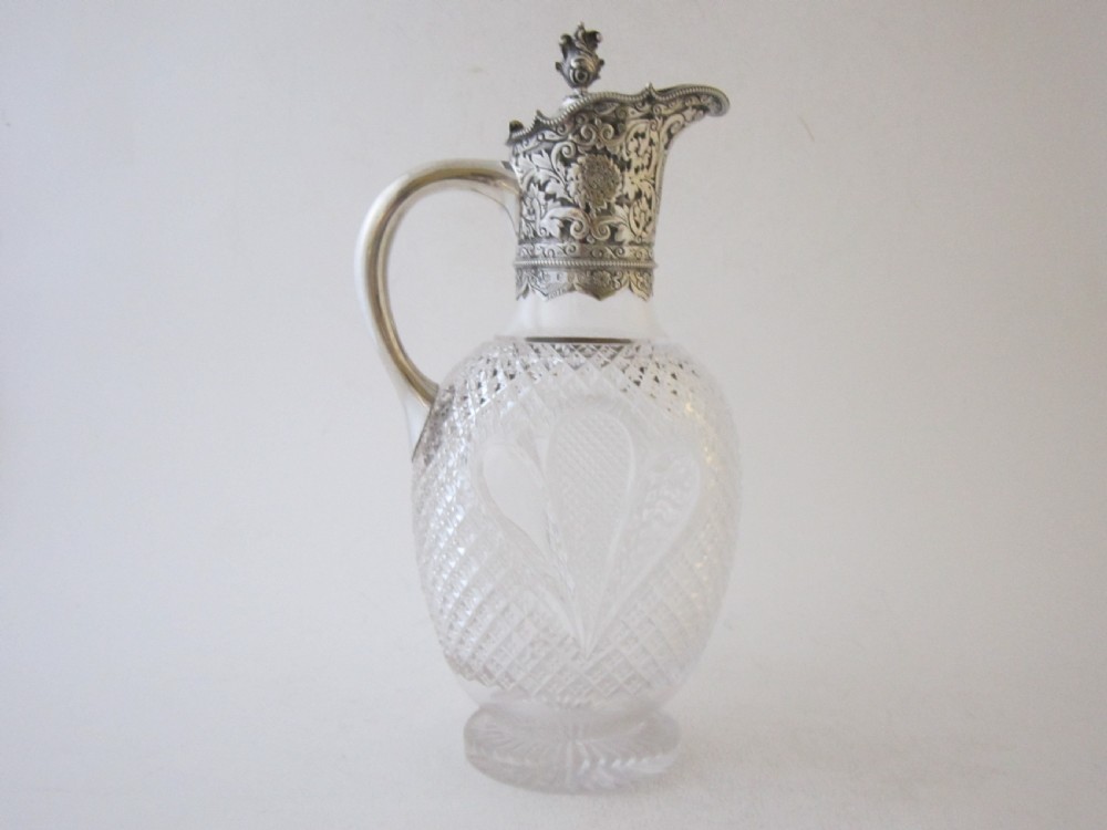 Antique Victorian Sterling Silver & Glass Claret Jug - 1891 View IV