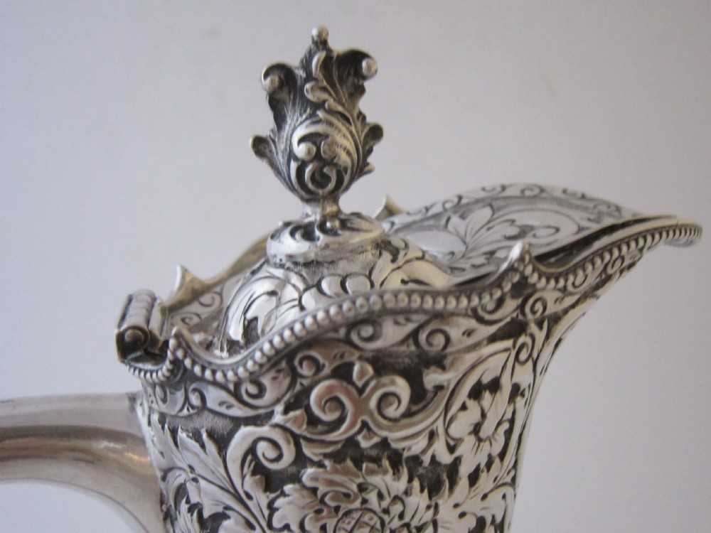 Antique Victorian Sterling Silver & Glass Claret Jug - 1891 View V