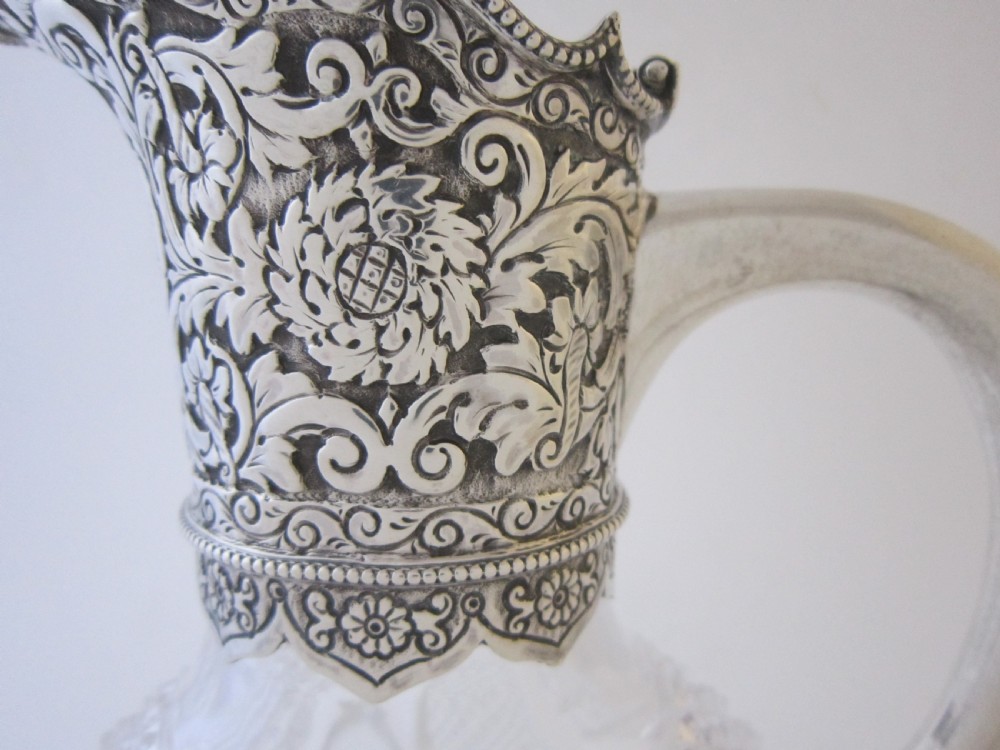 Antique Victorian Sterling Silver & Glass Claret Jug - 1891 View VI