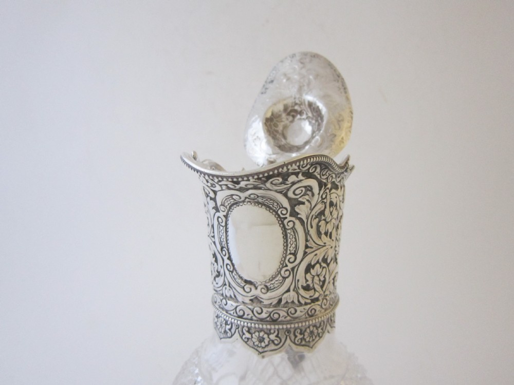 Antique Victorian Sterling Silver & Glass Claret Jug - 1891 View VII