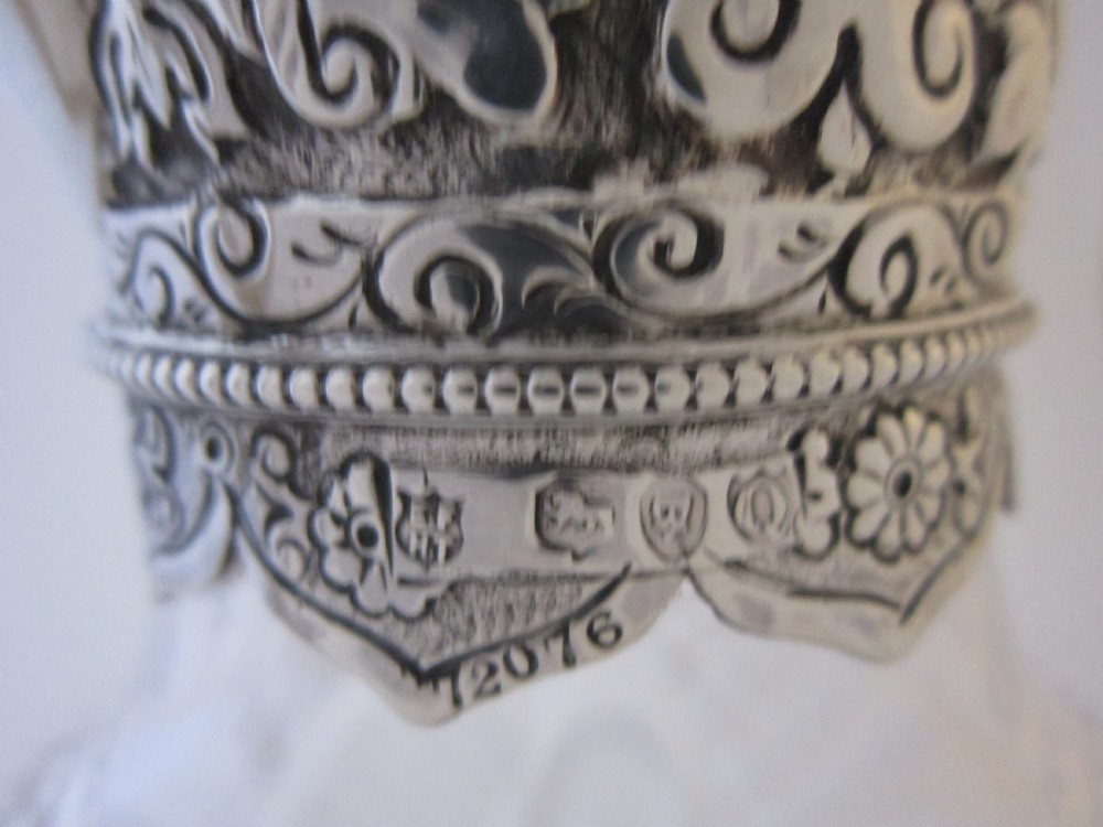 Antique Victorian Sterling Silver & Glass Claret Jug - 1891 View XII