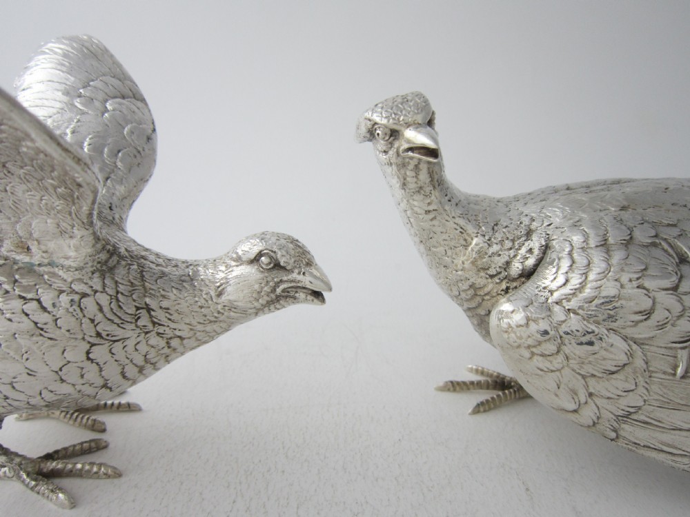 Pair of Garrard Sterling Silver Cast Pheasants - 1969 View II
