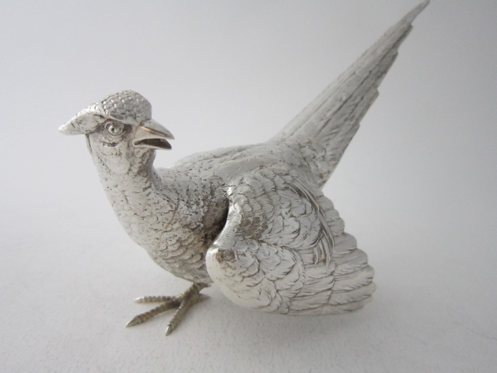 Pair of Garrard Sterling Silver Cast Pheasants - 1969 View III