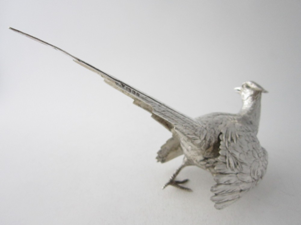 Pair of Garrard Sterling Silver Cast Pheasants - 1969 View V
