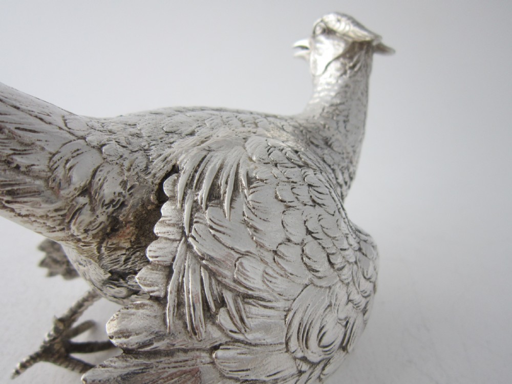 Pair of Garrard Sterling Silver Cast Pheasants - 1969 View VI