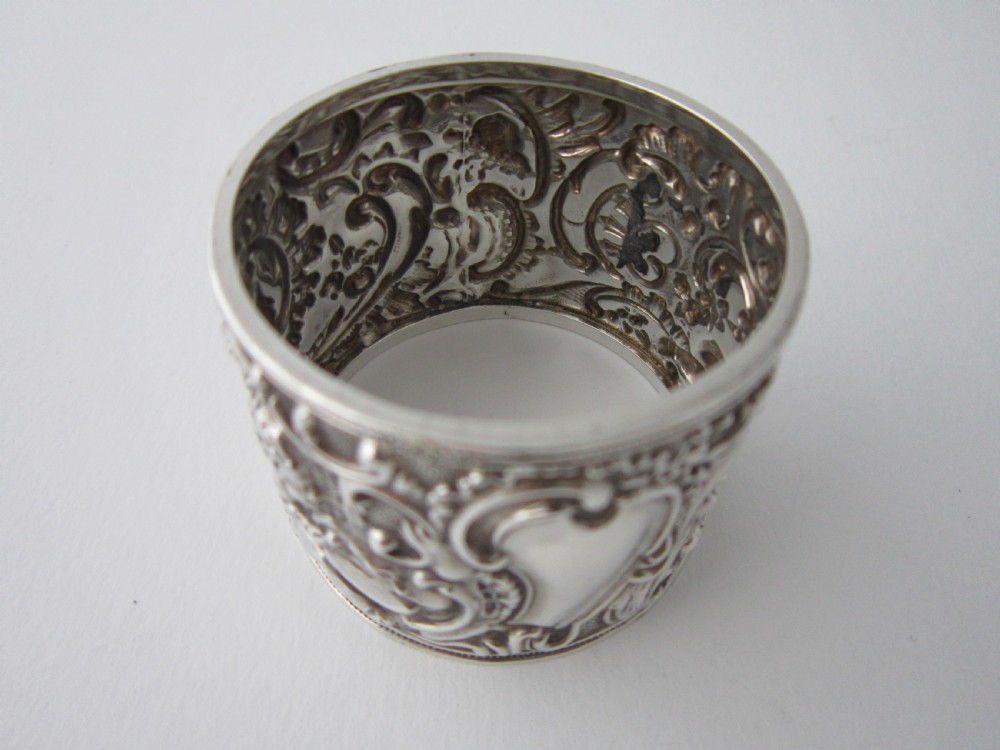 Antique Victorian Sterling Silver Cherubs Napkin Ring - 1896 View IX