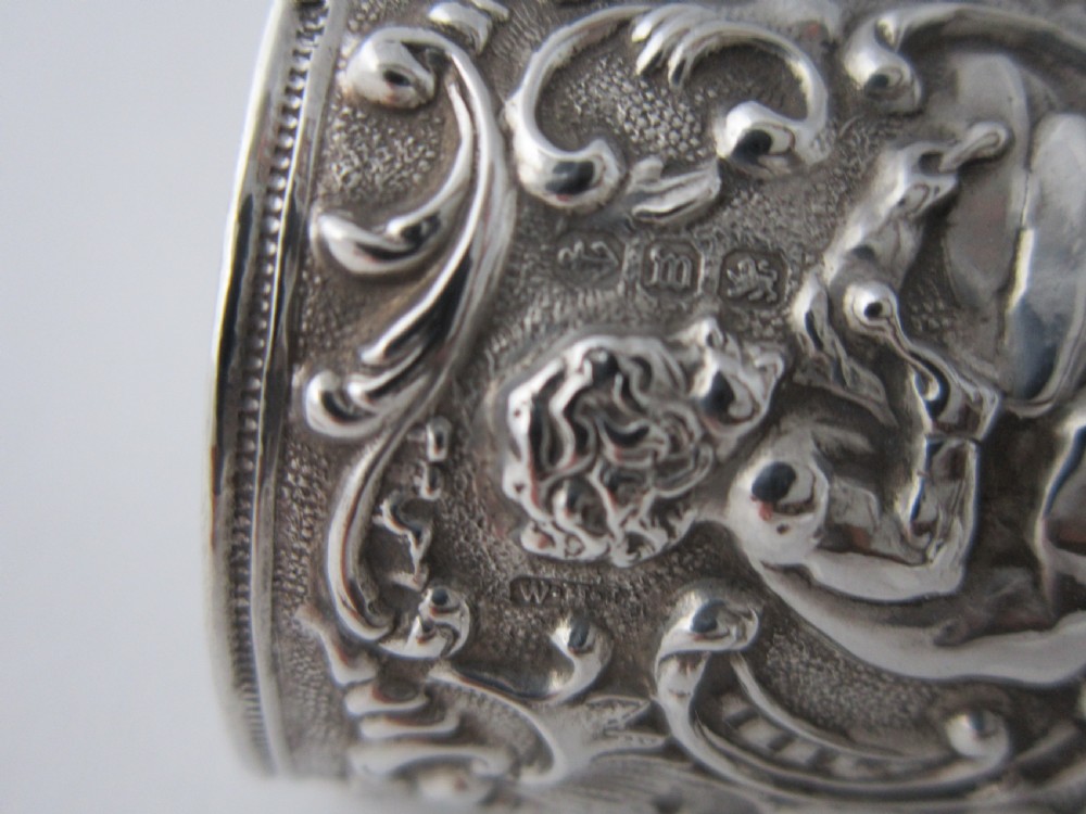 Antique Victorian Sterling Silver Cherubs Napkin Ring - 1896 View X