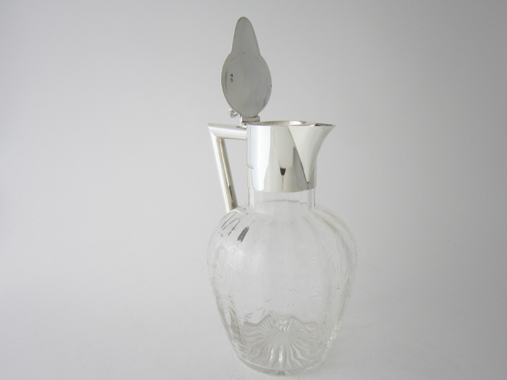 Antique Edwardian Sterling Silver & Glass Claret Jug - 1907 View IV