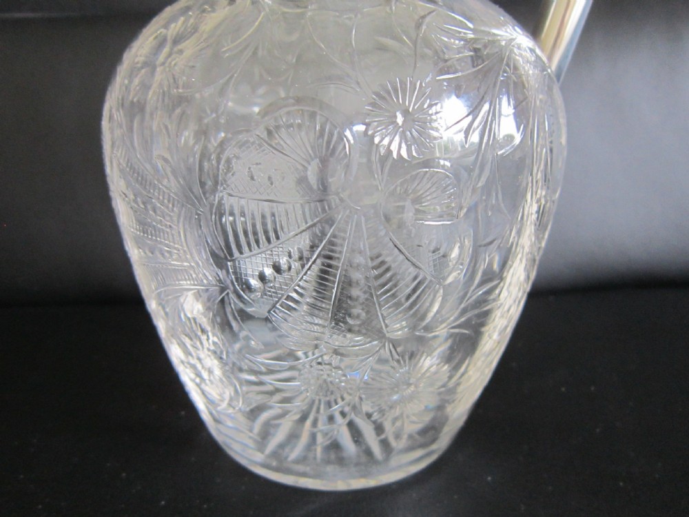 Antique Edwardian Sterling Silver & Glass Claret Jug - 1907 View V