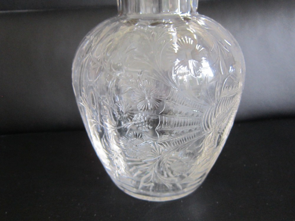 Antique Edwardian Sterling Silver & Glass Claret Jug - 1907 View VI