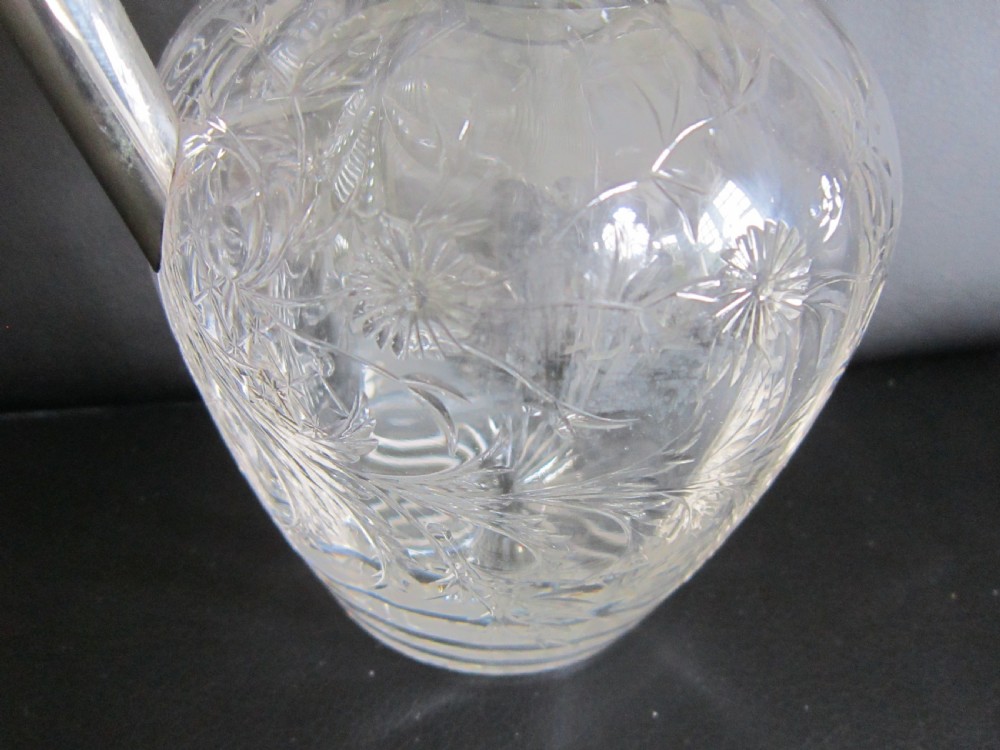 Antique Edwardian Sterling Silver & Glass Claret Jug - 1907 View VIII