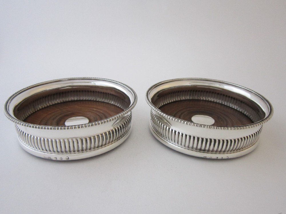 Antique George III Sterling Silver Wine Coasters - 1804