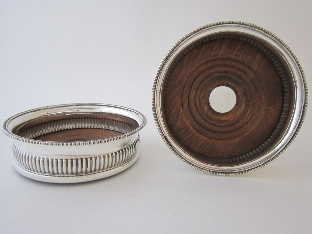 Antique George III Sterling Silver Wine Coasters - 1804 View III