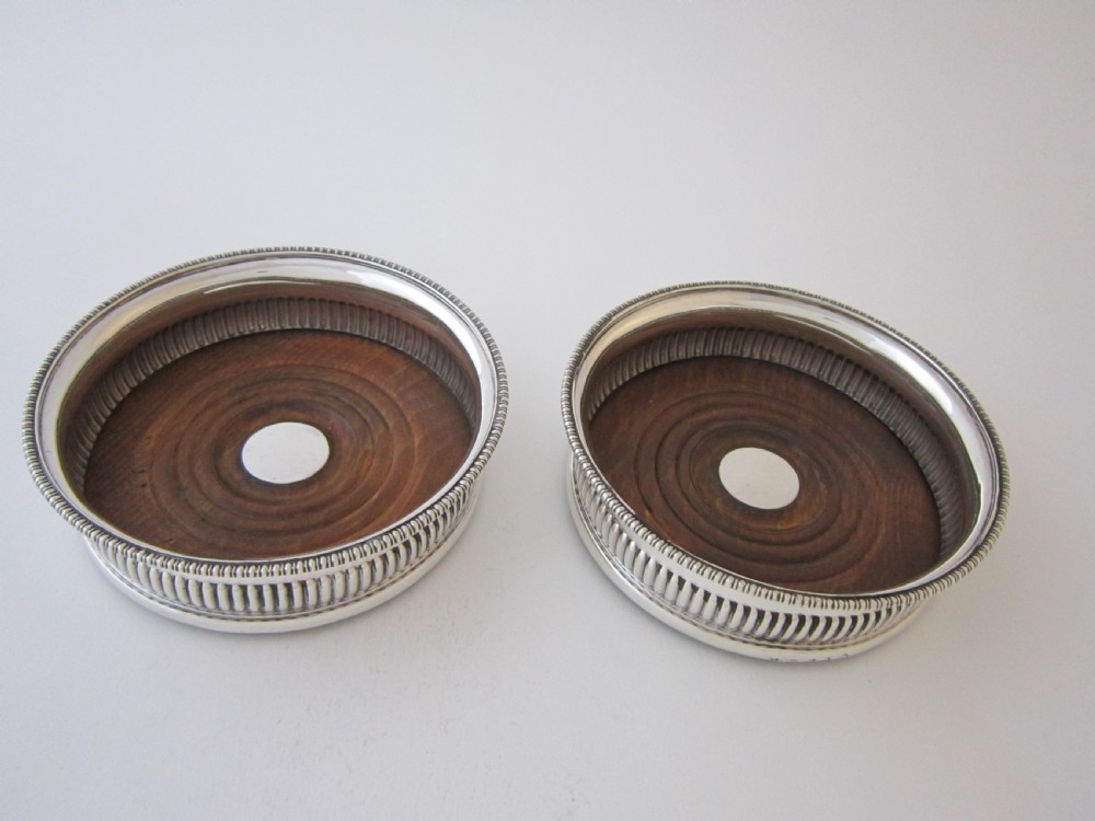 Antique George III Sterling Silver Wine Coasters - 1804 View IV
