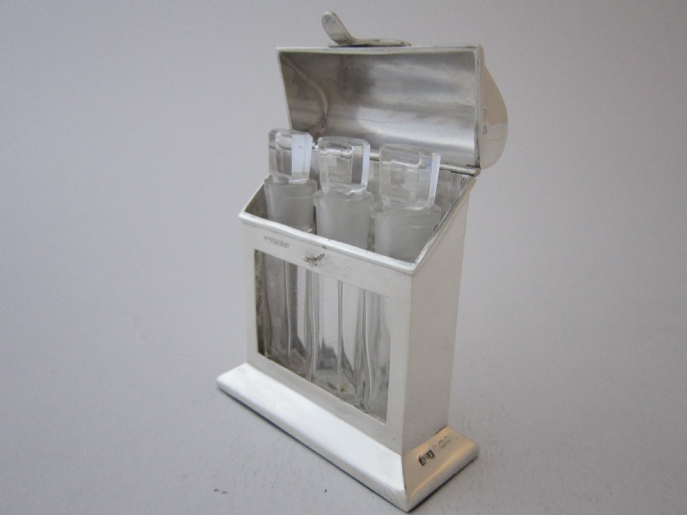 Antique Edwardian Sterling Silver Novelty Perfume Bottle Holder - 1910