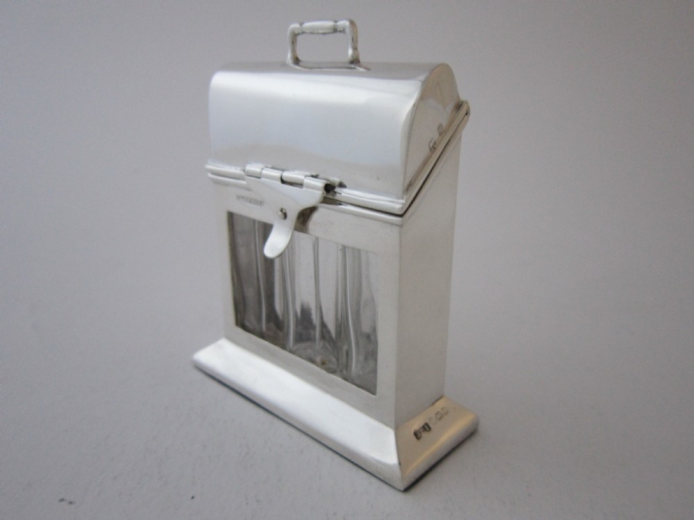Antique Edwardian Sterling Silver Novelty Perfume Bottle Holder - 1910 View II