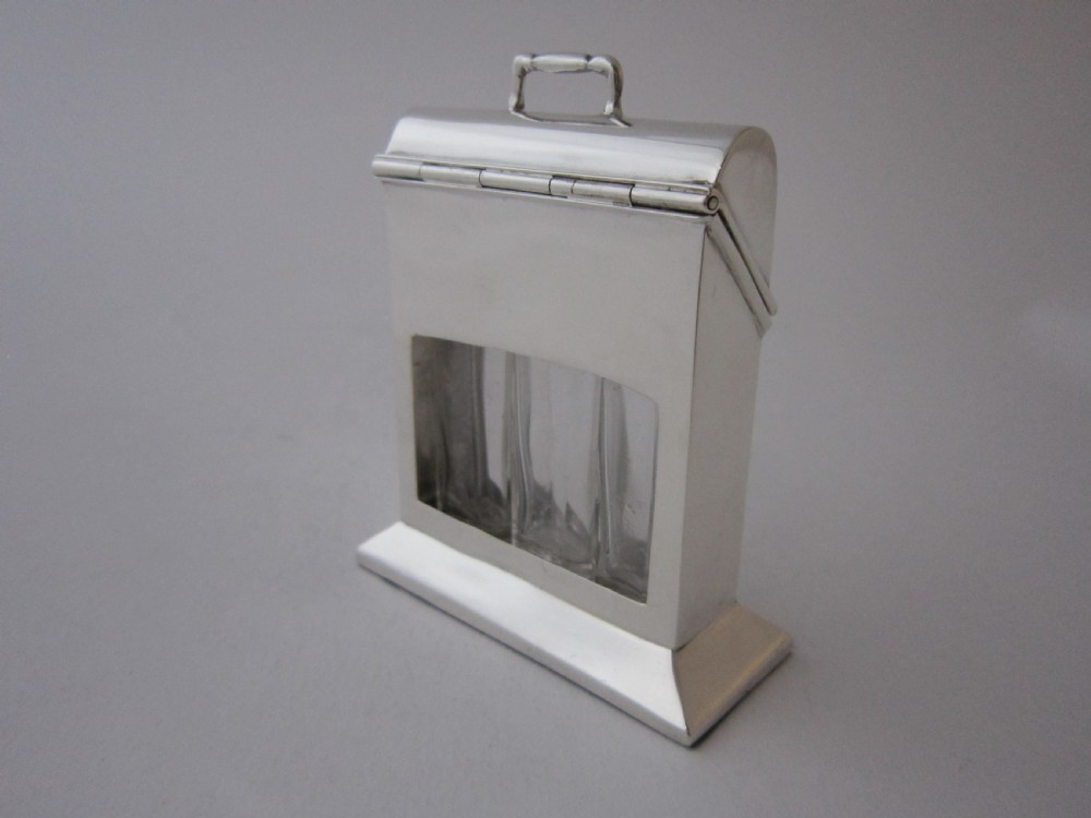 Antique Edwardian Sterling Silver Novelty Perfume Bottle Holder - 1910 View IX