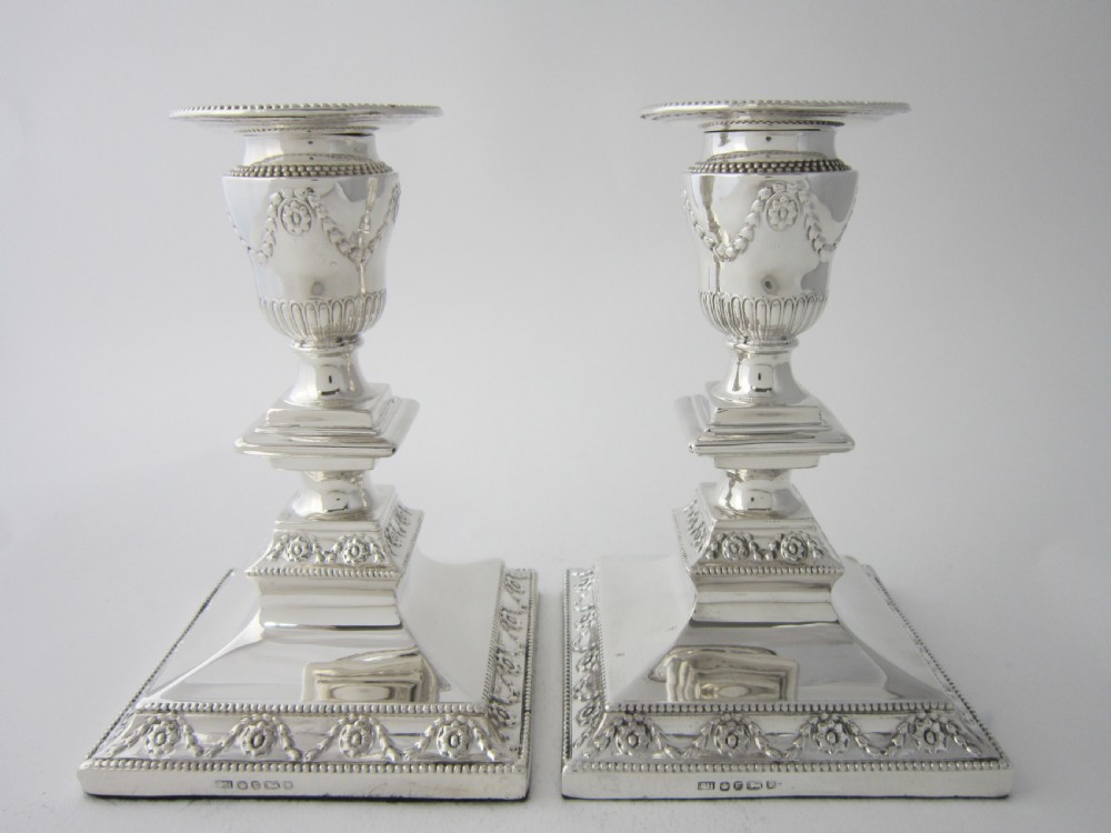 A Pair of Antique Victorian Sterling Silver Candlesticks - 1873 