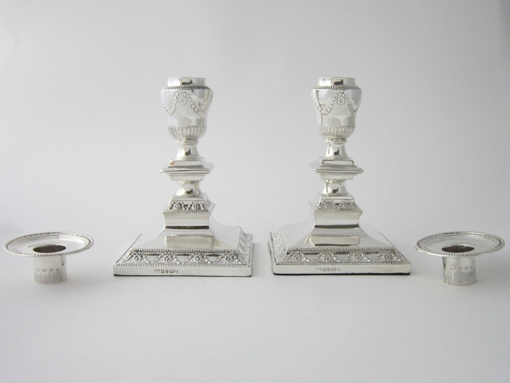 A Pair of Antique Victorian Sterling Silver Candlesticks - 1873  View II