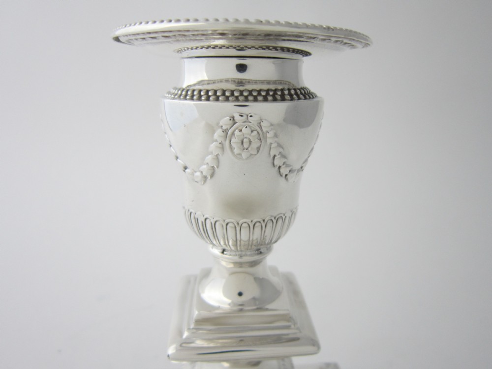 A Pair of Antique Victorian Sterling Silver Candlesticks - 1873  View V