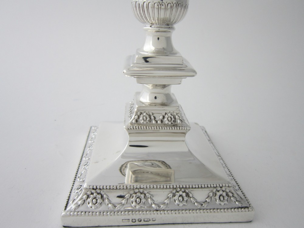 A Pair of Antique Victorian Sterling Silver Candlesticks - 1873  View VI