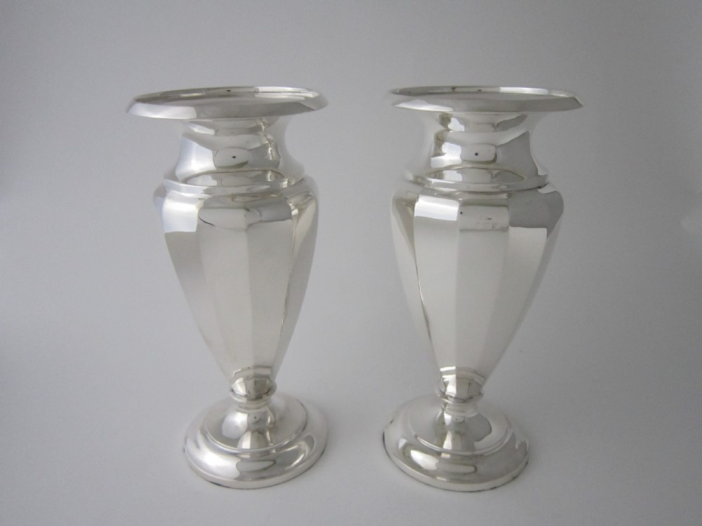 Antique George VI Sterling Silver Vases - 1938