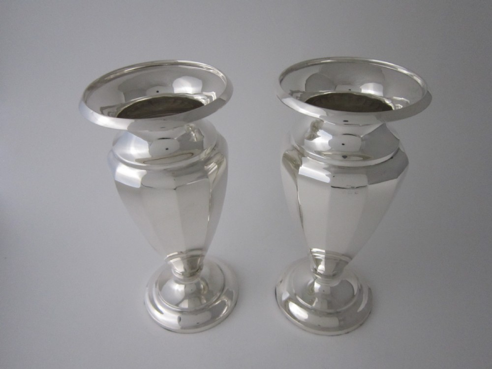 Antique George VI Sterling Silver Vases - 1938 View II