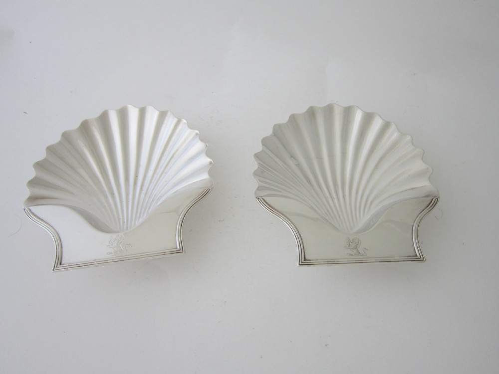 Pair of antique George III Sterling Silver Butter Shells/Dishes - 1795 View II