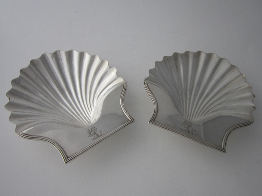 Pair of antique George III Sterling Silver Butter Shells/Dishes - 1795