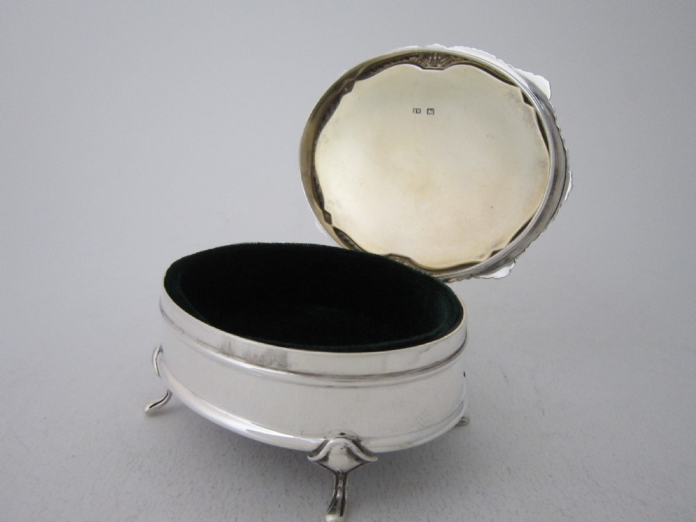 Antique Edwardian Sterling Silver Trinket Box - 1909 View II