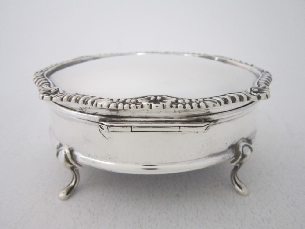 Antique Edwardian Sterling Silver Trinket Box - 1909 View III