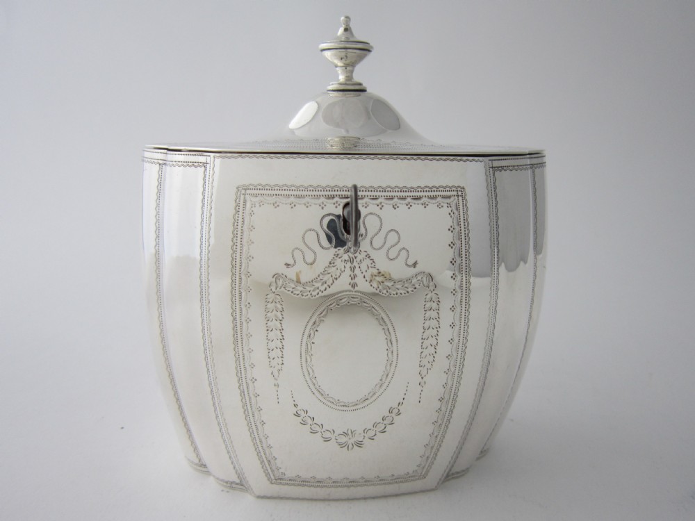 Antique George III Sterling Silver Locking Tea Caddy - 1801 View II