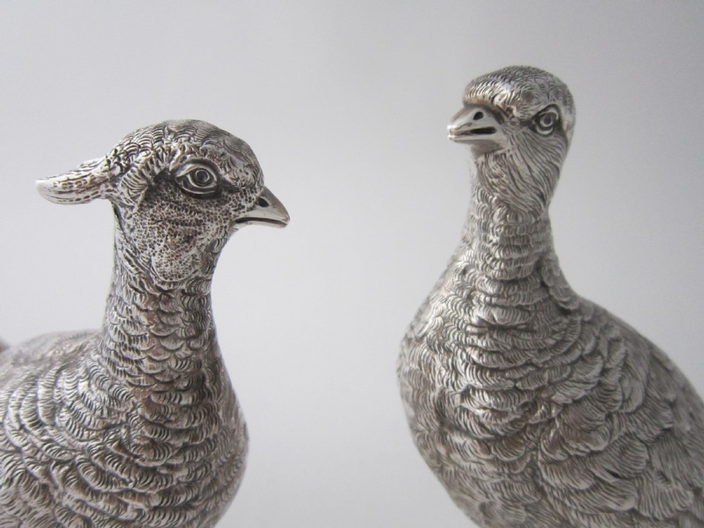 Pair of Elizabeth II Sterling Silver Cast Pheasants - 1968 View II