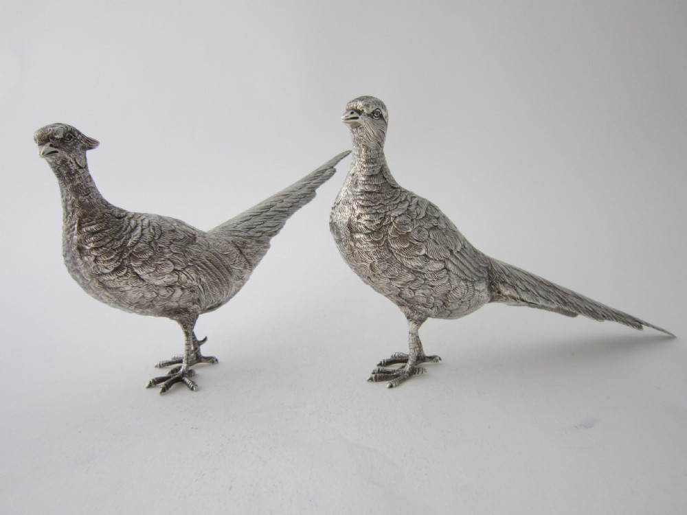Pair of Elizabeth II Sterling Silver Cast Pheasants - 1968 View XI