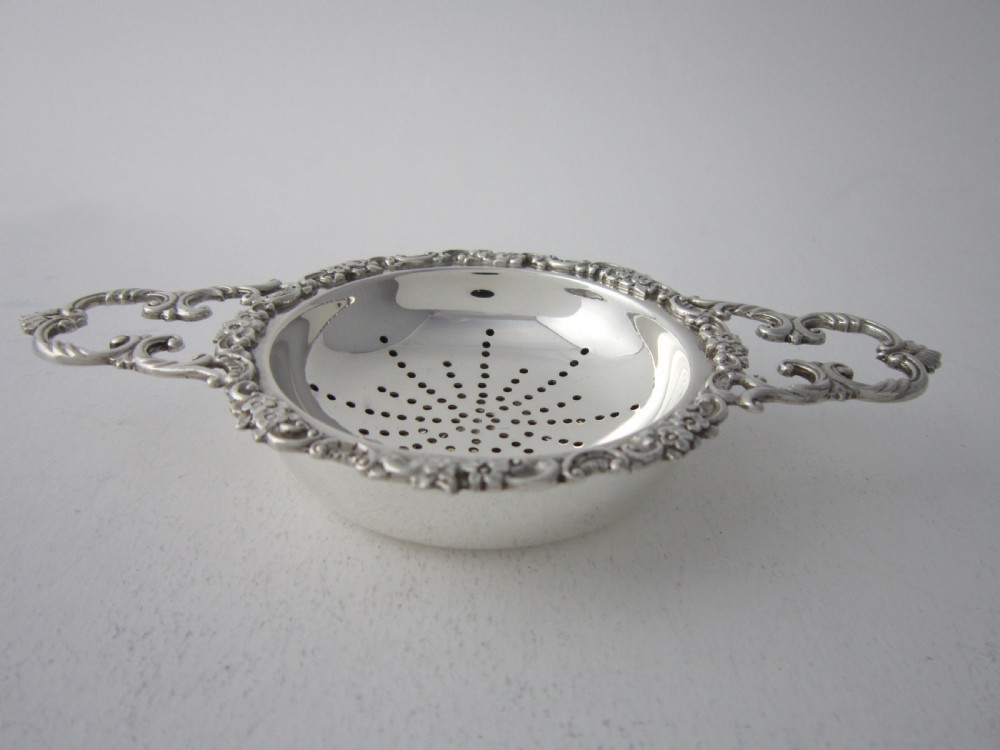 Heavy Elizabeth II Sterling Silver Tea Strainer - 1958