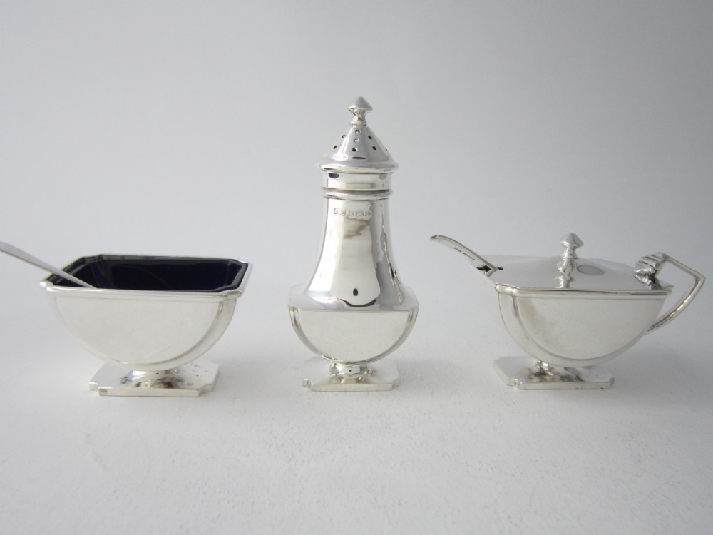 Art Deco George VI Sterling Silver Condiment Set - 1937