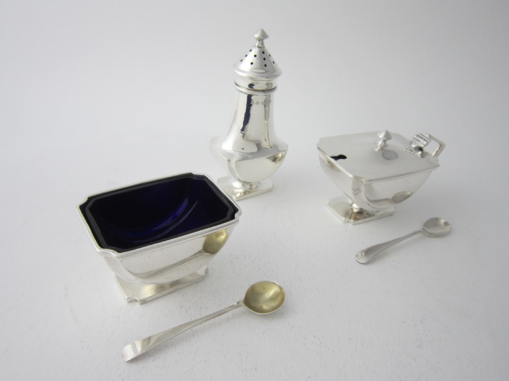 Art Deco George VI Sterling Silver Condiment Set - 1937 View II