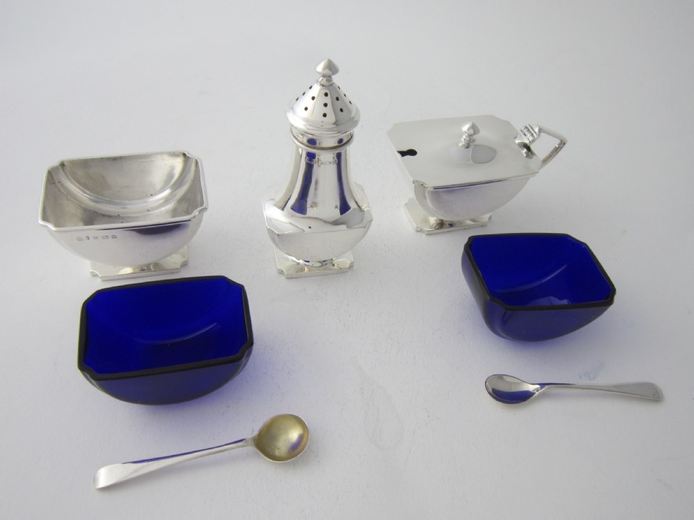 Art Deco George VI Sterling Silver Condiment Set - 1937 View III