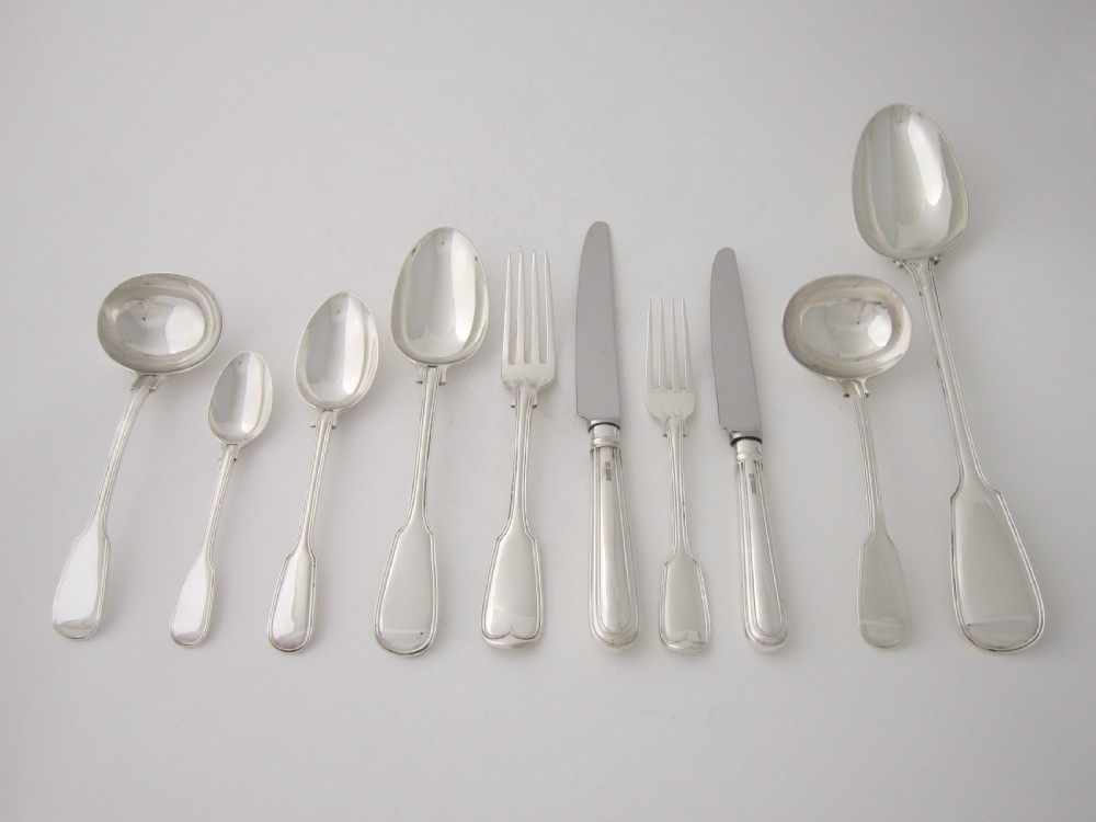 Antique Victorian Sterling Silver Fiddle & Thread Canteen of Cutlery View IV
