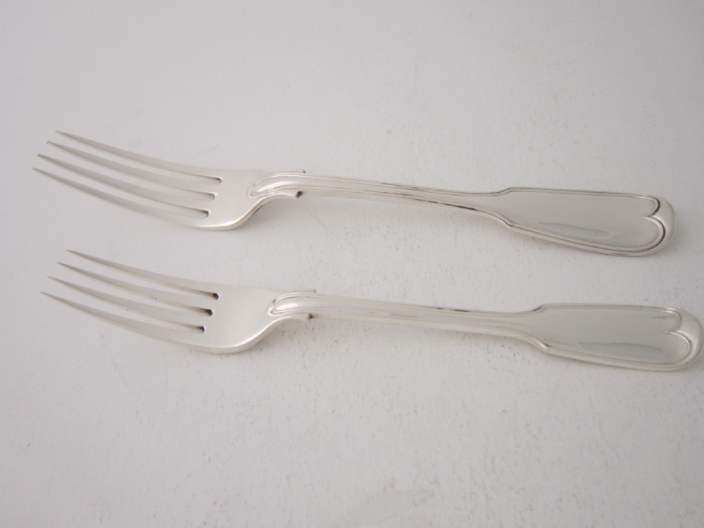 Antique Victorian Sterling Silver Fiddle & Thread Canteen of Cutlery View V