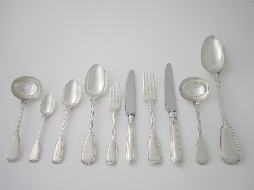 Antique Victorian Sterling Silver Fiddle & Thread Canteen of Cutlery View XII