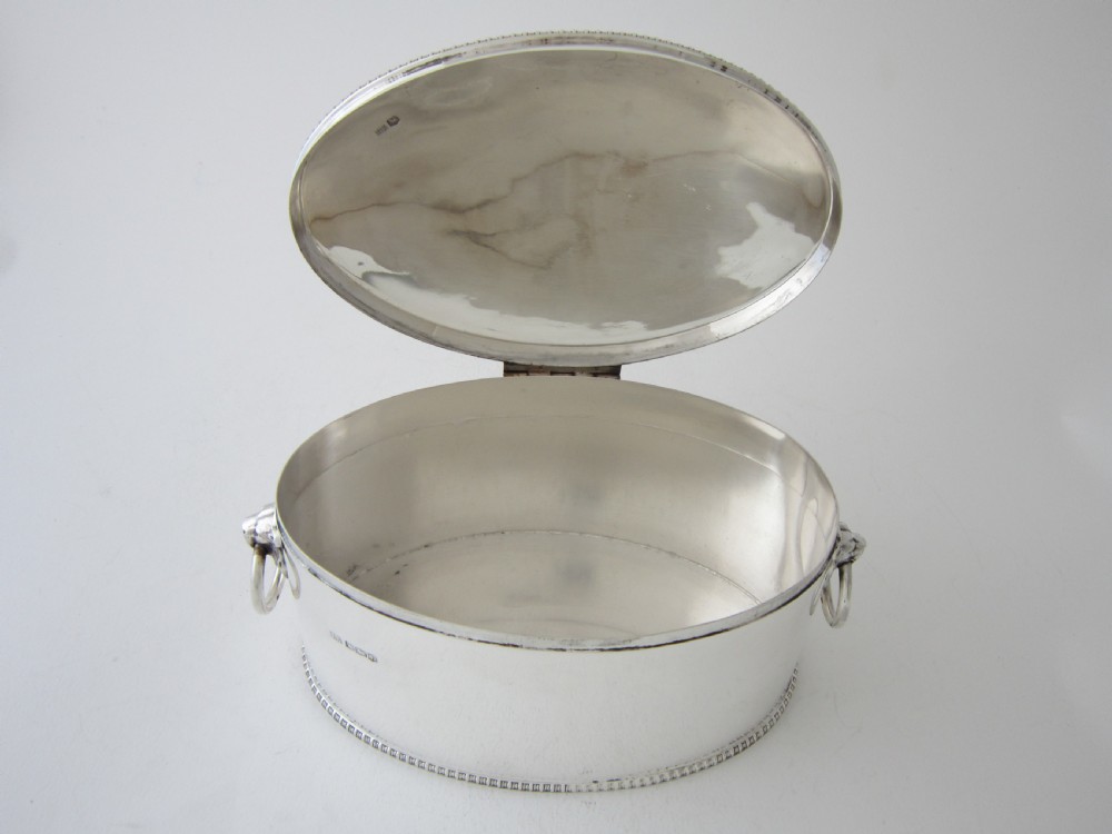 Antique George V Sterling Silver Biscuit Box - 1919 View IX