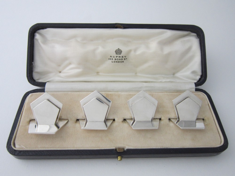 Asprey Antique Sterling Silver Menu/Place Card Holders - 1925