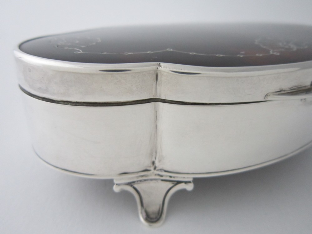 Antique George V Sterling Silver & Tortoiseshell Trinket Box - 1924 View V